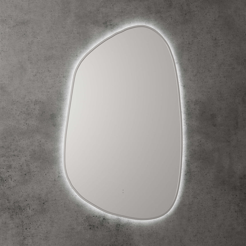 Tarcoola Asymmetric LED Mirror 553x903x36mm Brushed Nickel LED Framed Mirror Aulic