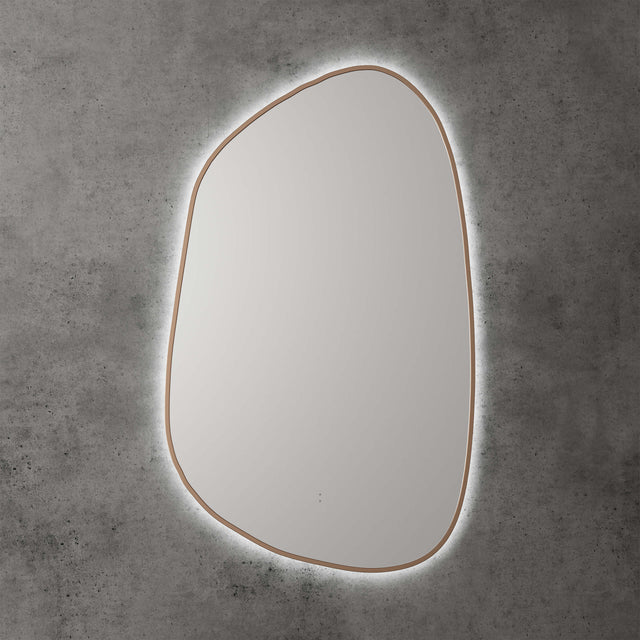 Tarcoola Asymmetric LED Mirror 553x903x36mm Brushed Bronze LED Framed Mirror Aulic