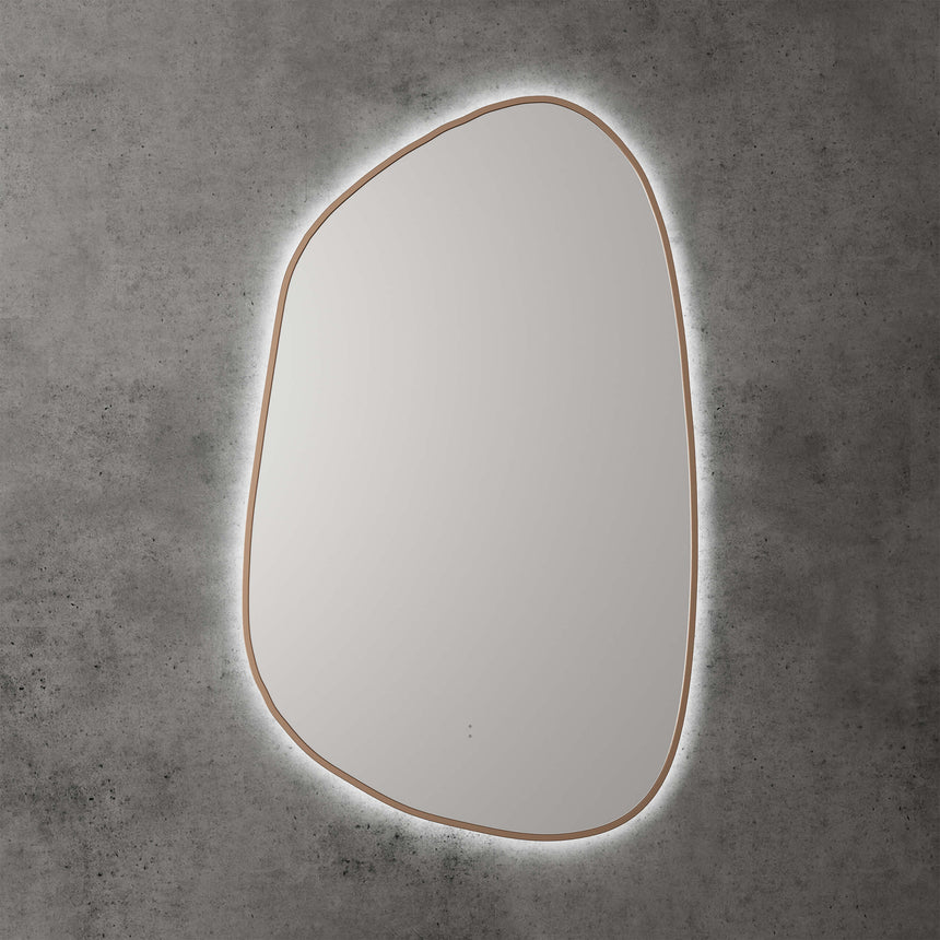 Tarcoola Asymmetric LED Mirror 553x903x36mm Brushed Bronze LED Framed Mirror Aulic