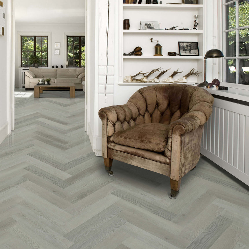 Belle Vie Herringbone Hybrid Collection 625x125x7mm Highland Beige Oak Hybrid Flooring Topdeck
