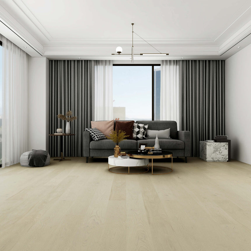 Project Oak 1900x190x14/2mm Pearl White Engineered Flooring Topdeck