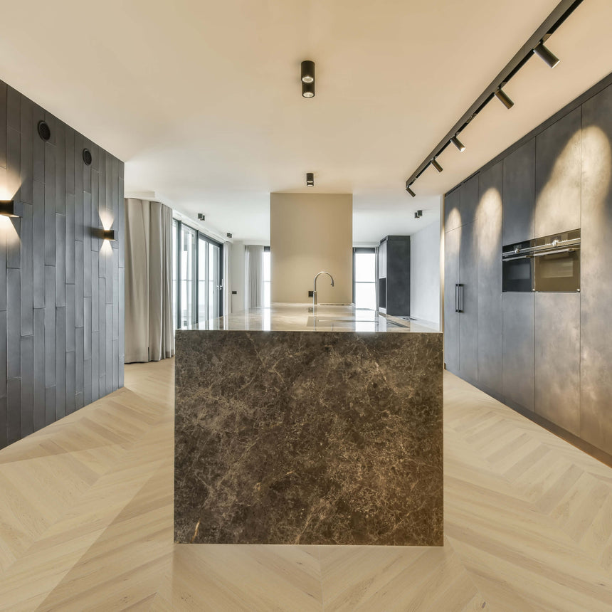 Cavallo Bianco Chevron Collection 780x125x14/3mm Champagne Engineered Flooring Topdeck