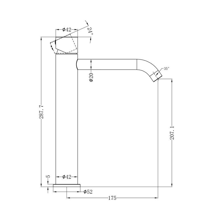 Nero Zen SS316L Tall Basin Mixer Handless Brushed Bronze Tapware Nero