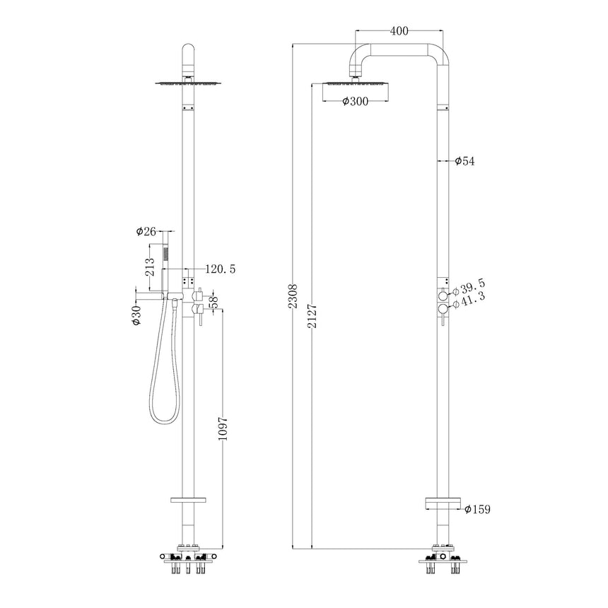 Nero Zen SS316L Outdoor Freestanding Shower Column Graphite Shower Nero