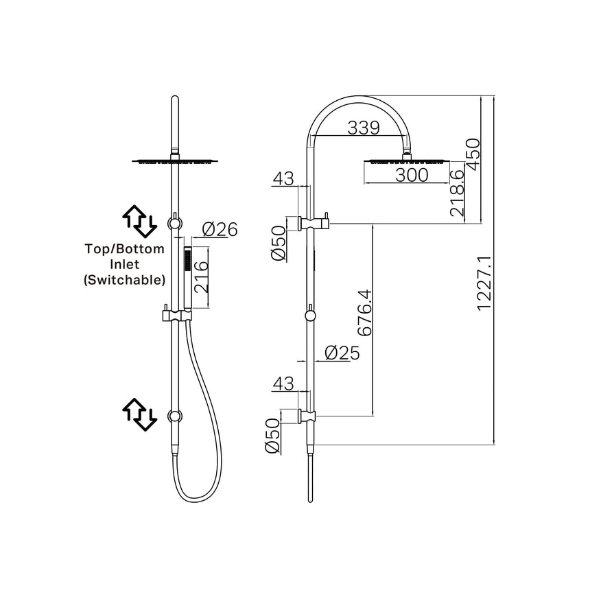 Nero Zen SS316L Twin Shower With Outdoor Shower Hose Graphite Shower Nero