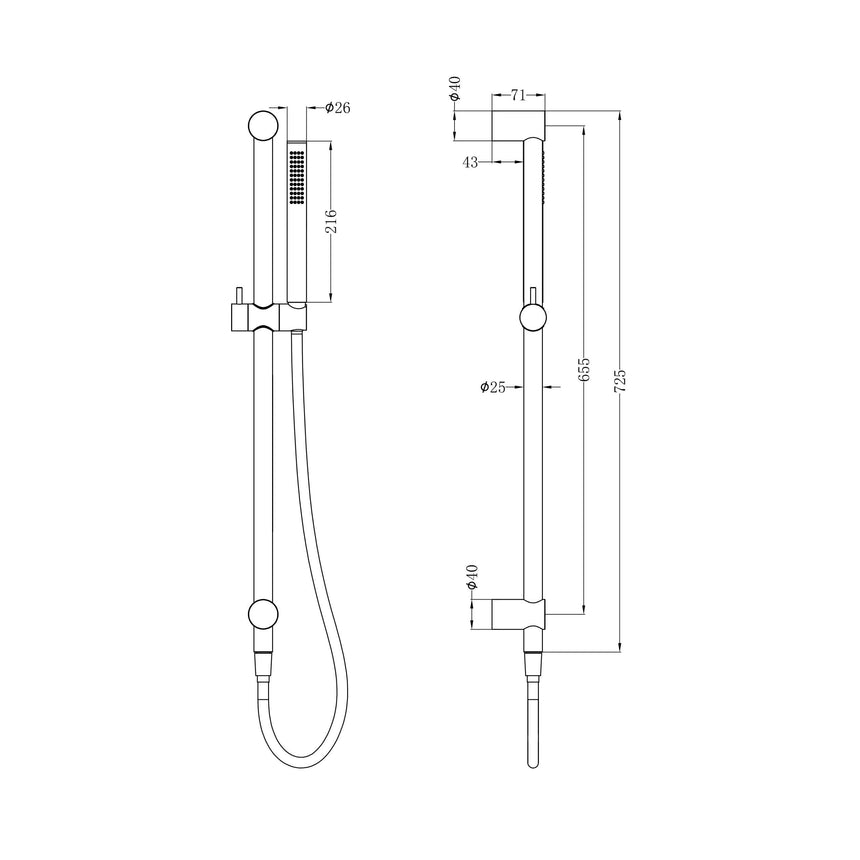 Nero Zen SS316L Shower Rail Brushed Bronze Shower Nero