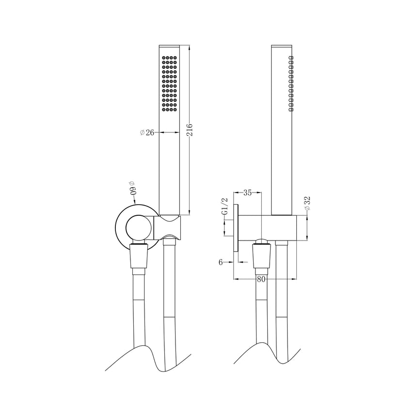 Nero Zen SS316L Shower On Bracket With Outdoor Shower Hose Brushed Nickel Shower Nero