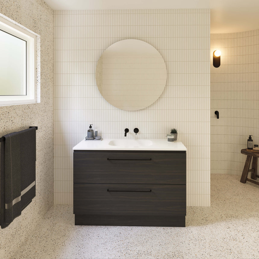 Nevada Plus Floor Standing Vanity Ceramic Top Vanity Timberline 600mm Center Alpha Top