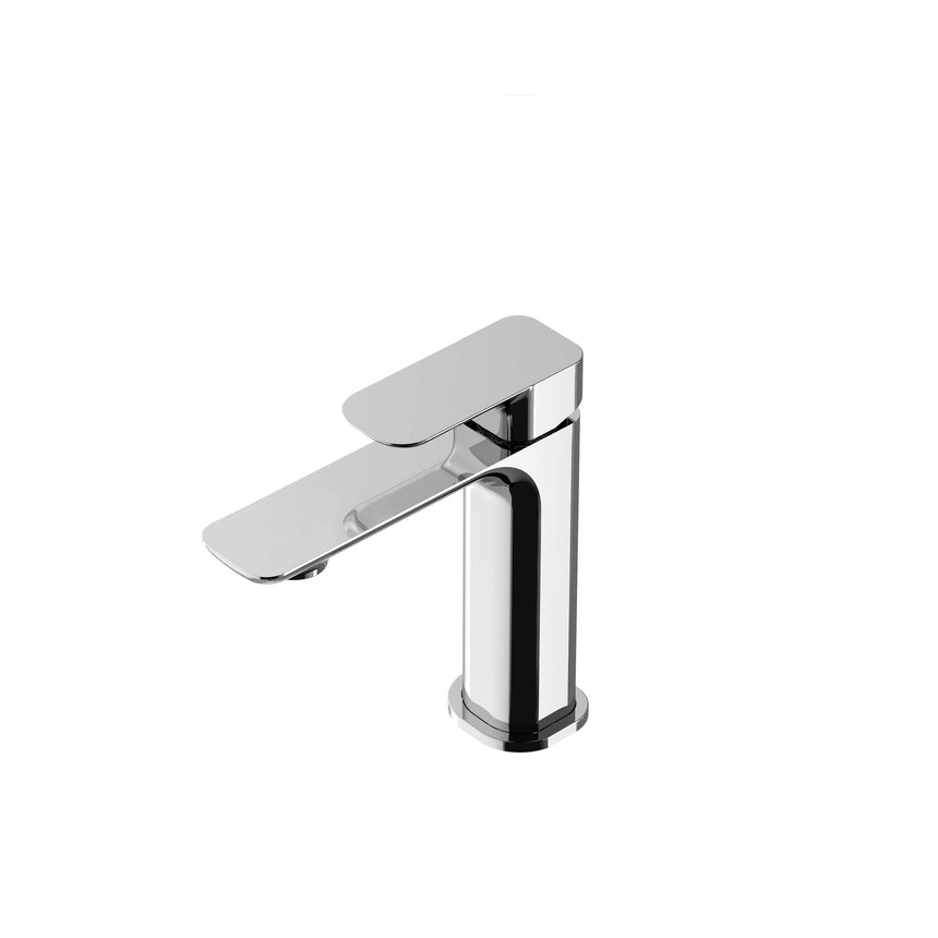 Otti Oskar chrome basin mixer showing angled single lever design and rectangular spout by Tilemall