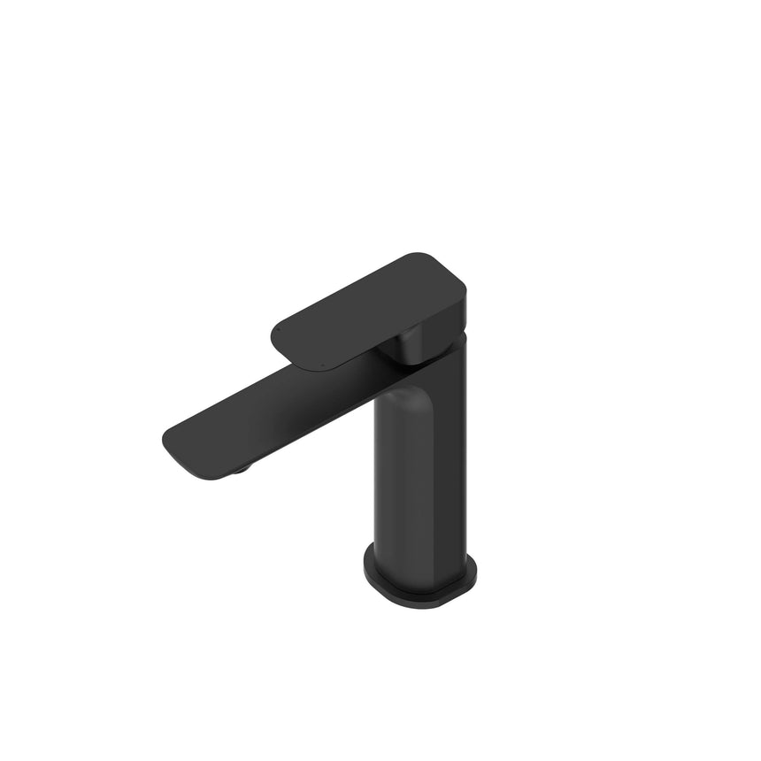 Otti Oskar matte black basin mixer angled view showing lever handle and spout by Tilemall