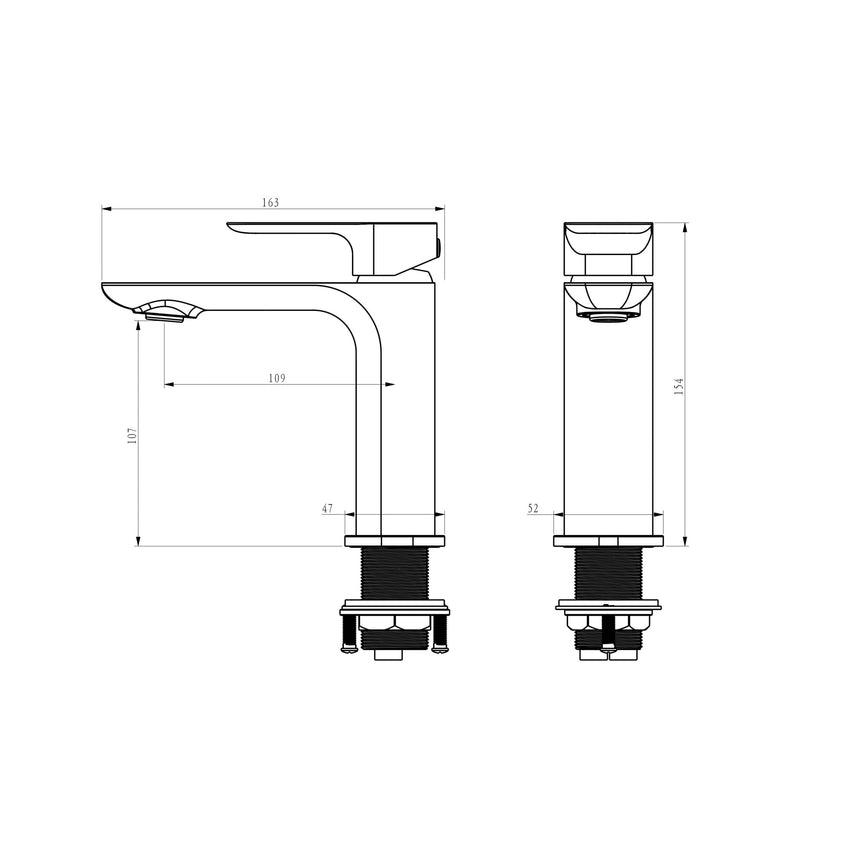 Otti Oskar basin mixer installation dimensions and technical specifications diagram by Tilemall