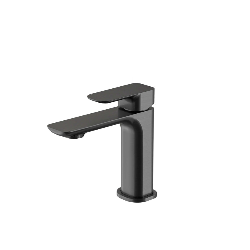 Otti Oskar gun metal basin mixer by Tilemall with single lever handle and curved spout