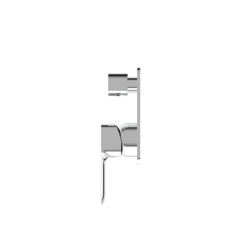 Side view of Otti Oskar chrome shower mixer showing diverter valve and outlet port by Tilemall
