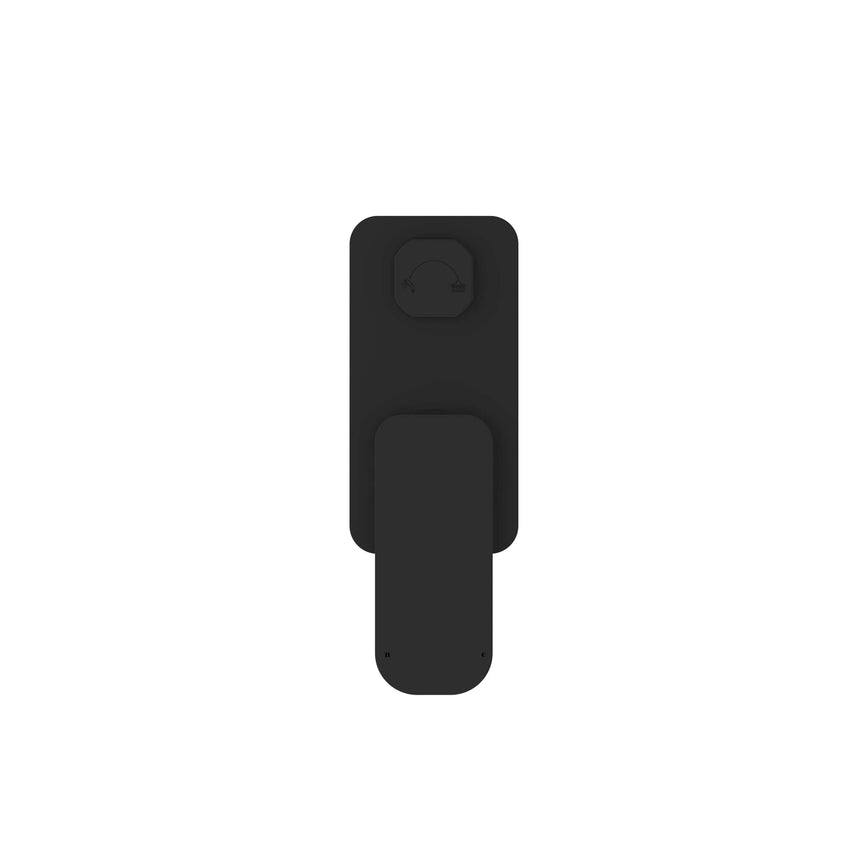 Otti Oskar OT matte black shower mixer, rear face view with diverter control button by Tilemall