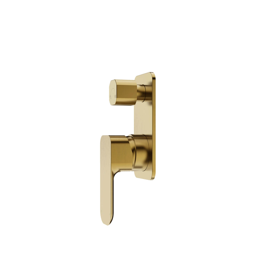 Otti Oskar brushed gold shower mixer side view showing lever handle and diverter by Tilemall