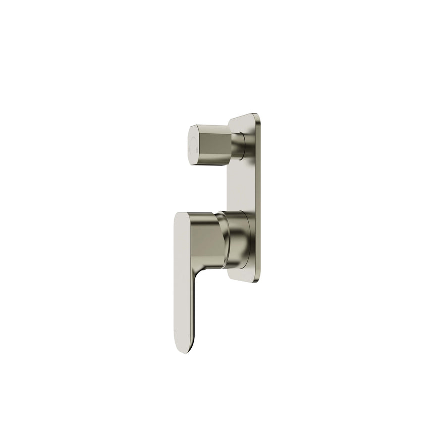 Front view of Otti Oskar brushed nickel shower mixer with diverter and single lever by Tilemall