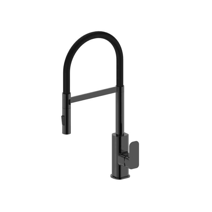 Otti Oskar OT brushed gunmetal pull-out kitchen mixer by Tilemall with arched spout