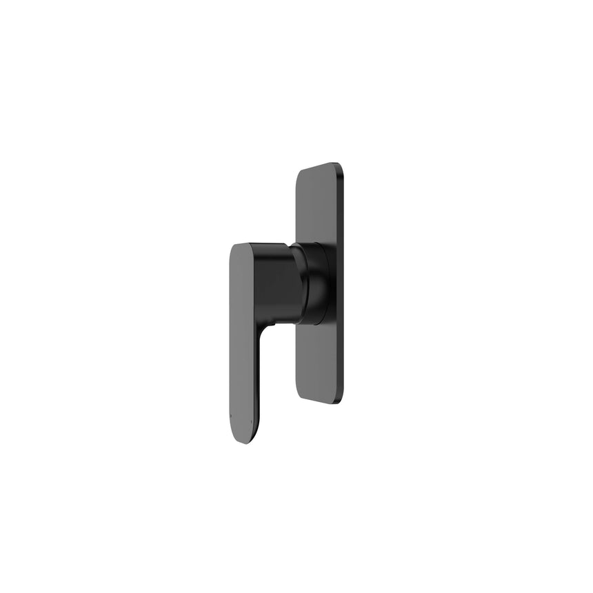 Otti Oskar matte black shower mixer showing angled lever handle detail by Tilemall