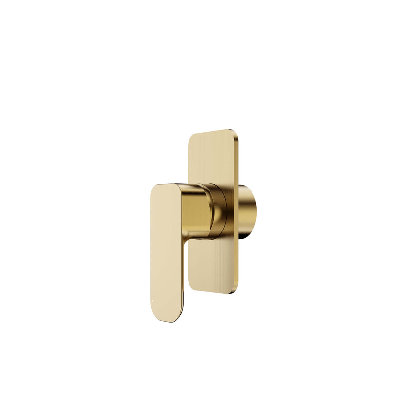 Otti Oskar brushed gold wall shower mixer with extended lever handle and square backplate design by Tilemall