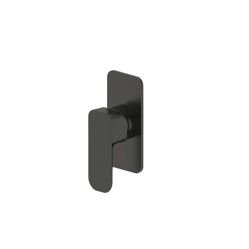 Otti Oskar gunmetal wall-mounted shower mixer by Tilemall with lever handle and rounded plate
