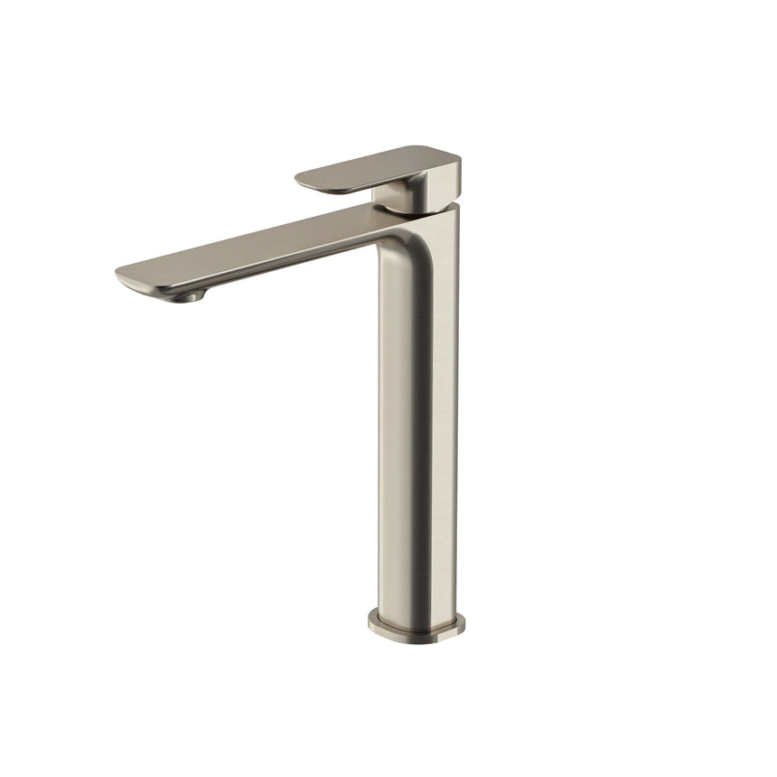 Otti Oskar tall basin mixer brushed nickel by Tilemall with single lever handle