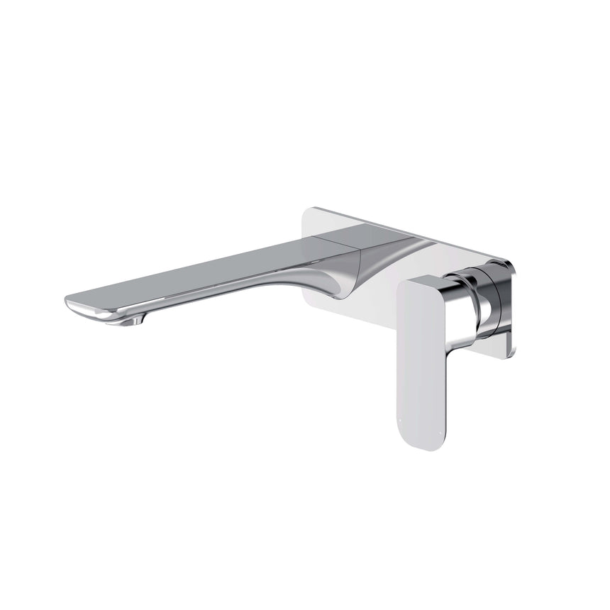 Otti Oskar chrome wall-mounted basin mixer by Tilemall with single lever handle and curved spout