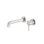 Nero Zen Ss316L Wall Basin/Bath Mixer Separate Back Plate 185mm Spout Brushed Nickel