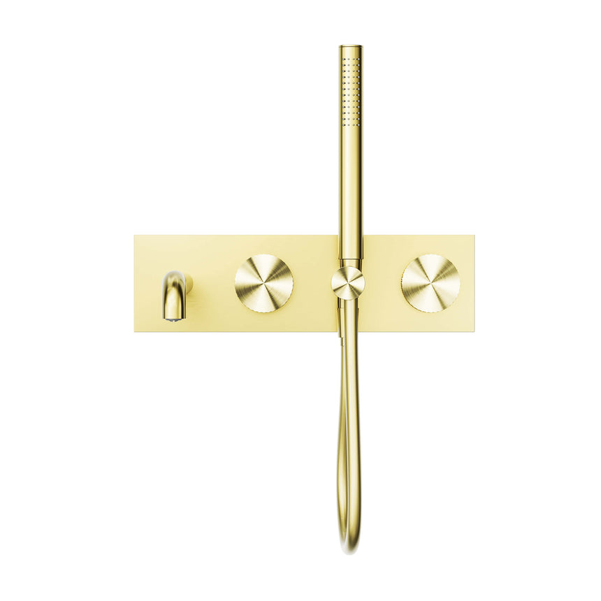 Nero Opal Progressive Shower System With Spout 230mm Brushed Gold Shower Nero