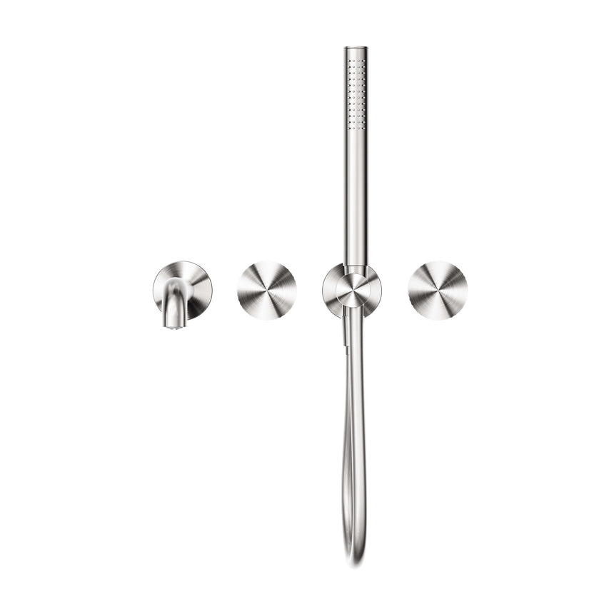Nero Opal Progressive Shower System Separate Plate With Spout 250mm Brushed Nickel Shower Nero