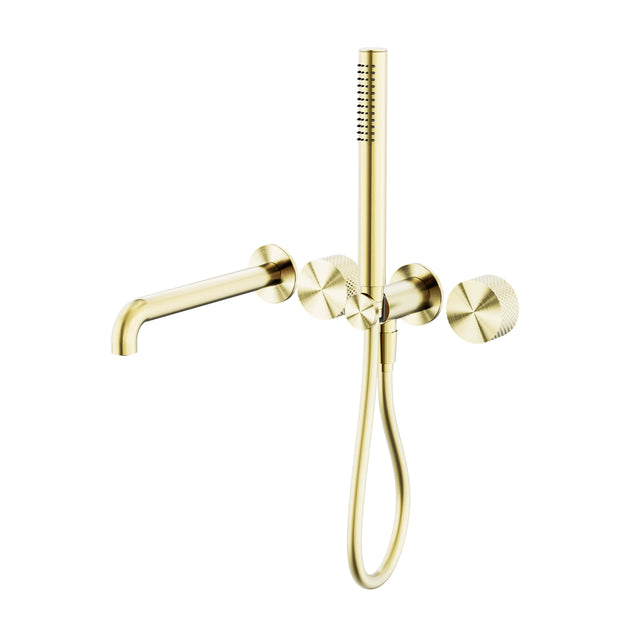Nero Opal Progressive Shower System Separate Plate With Spout 250mm Brushed Gold Shower Nero