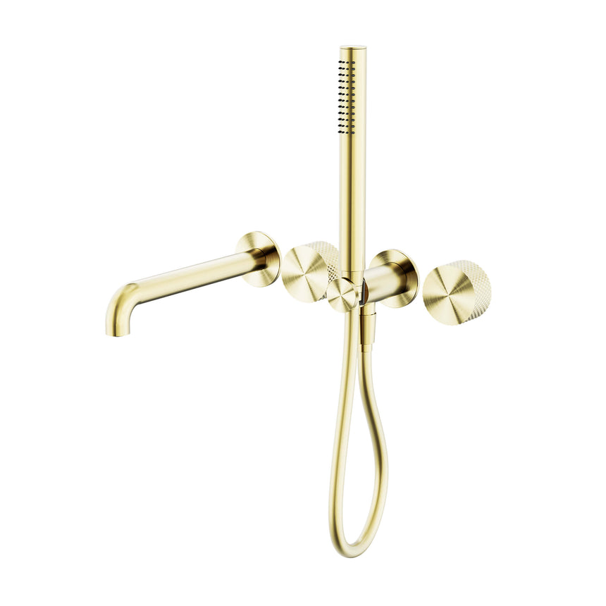 Nero Opal Progressive Shower System Separate Plate With Spout 250mm Brushed Gold Shower Nero