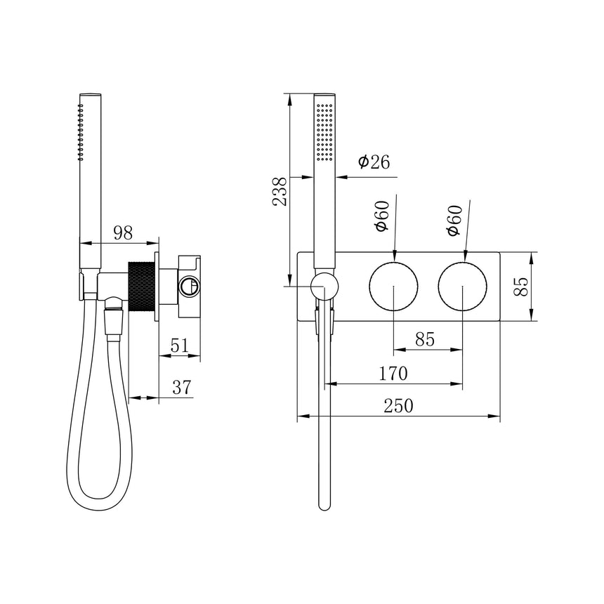 Nero Opal Progressive Shower System Brushed Nickel Shower Nero