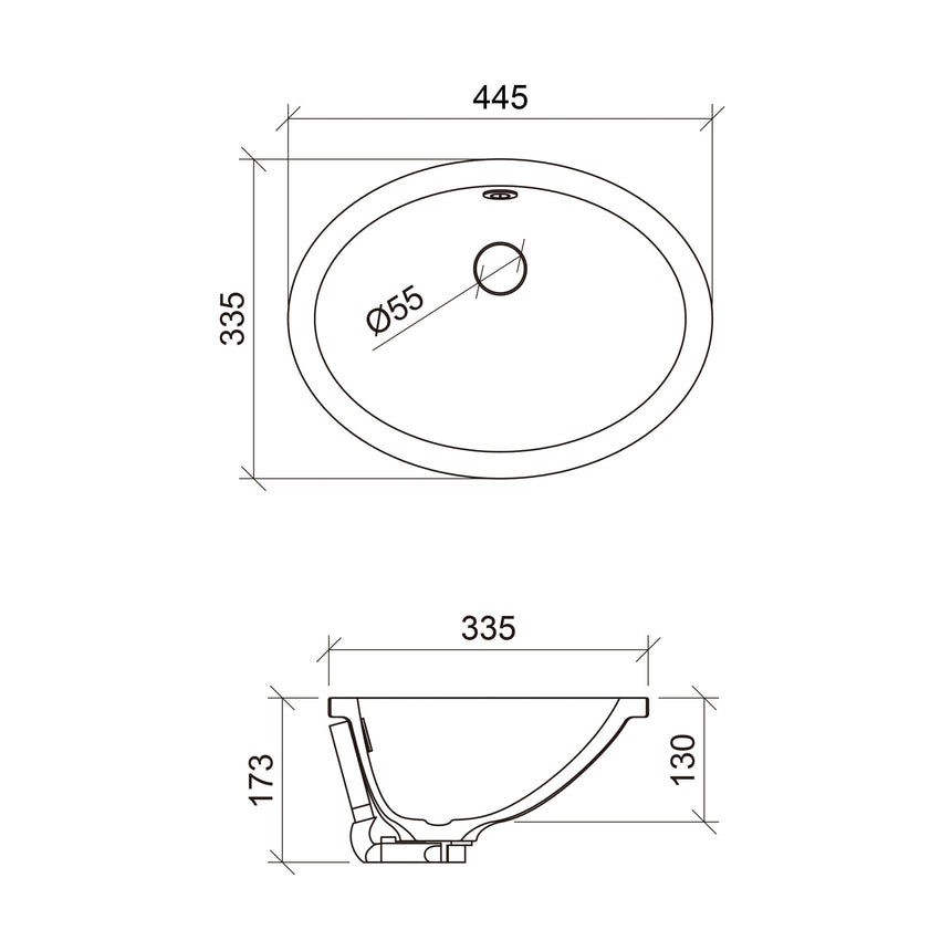 Amara Undermount Basin 450mm Gloss White Bathroom Basin Timberline