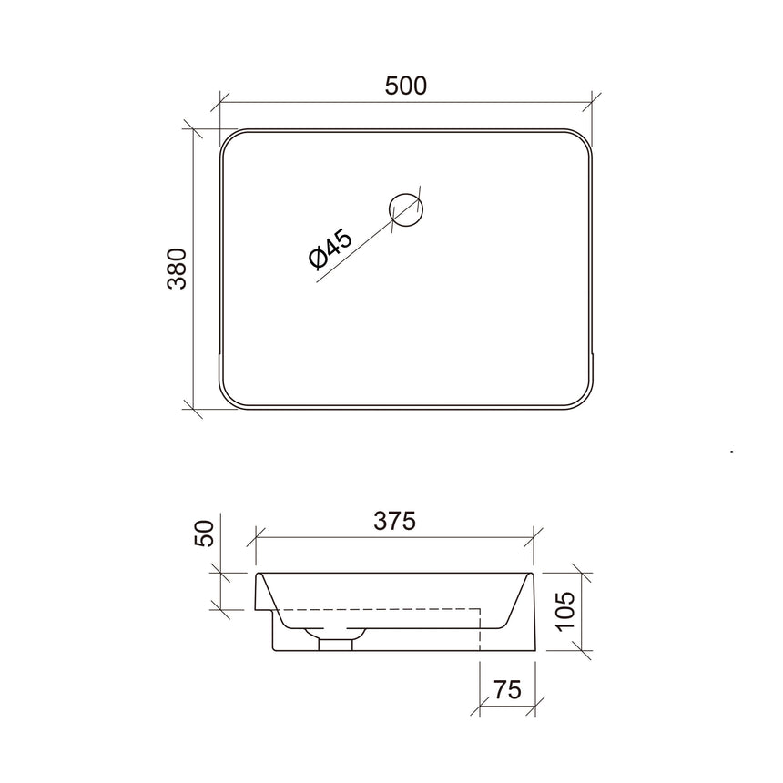 Fergus Semi Recessed Basin 500mm Gloss White Bathroom Basin Timberline