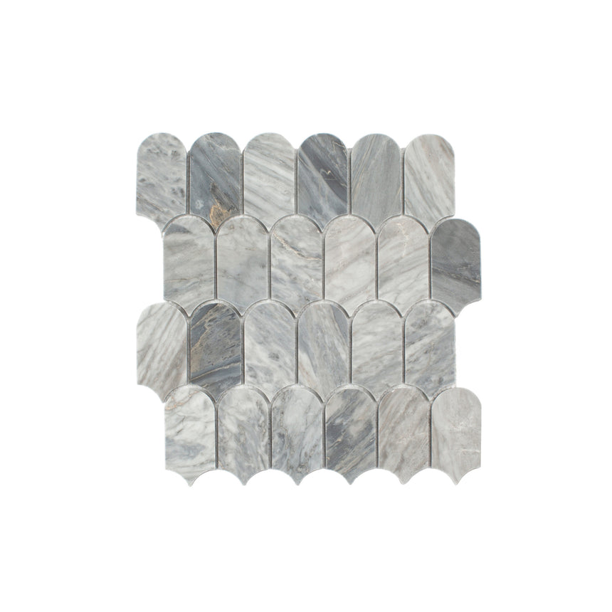 Marble Mosaic Feather 96x48mm Honed Carrara Grey