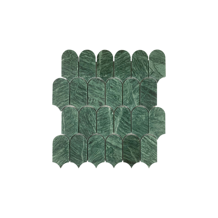 Natural Marble Mosaic Feather 96x48 Indian Green Honed Sample Sample Tilemall