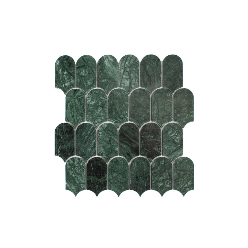 Marble Mosaic Feather 96x48mm Honed Indian Green