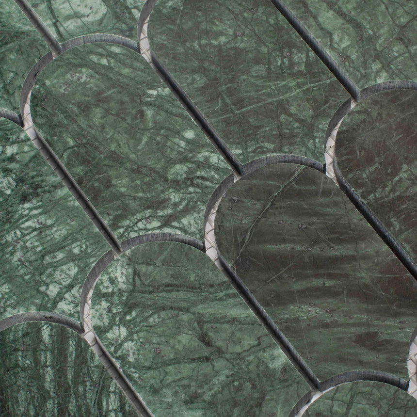Marble Mosaic Feather 96x48mm Honed Indian Green
