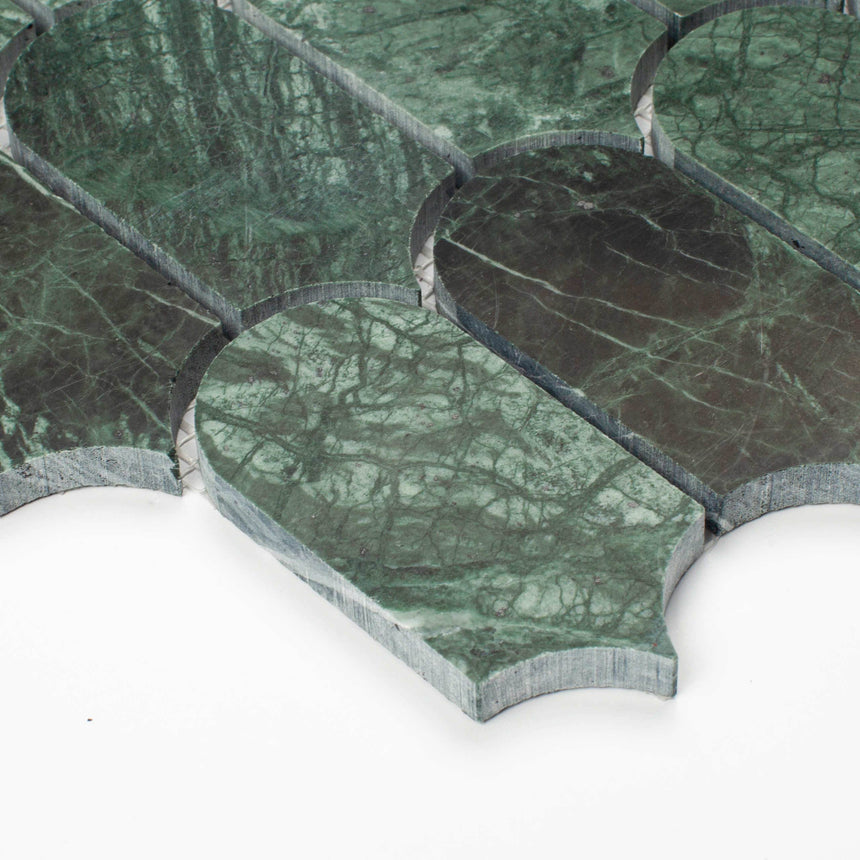 Marble Mosaic Feather 96x48mm Honed Indian Green