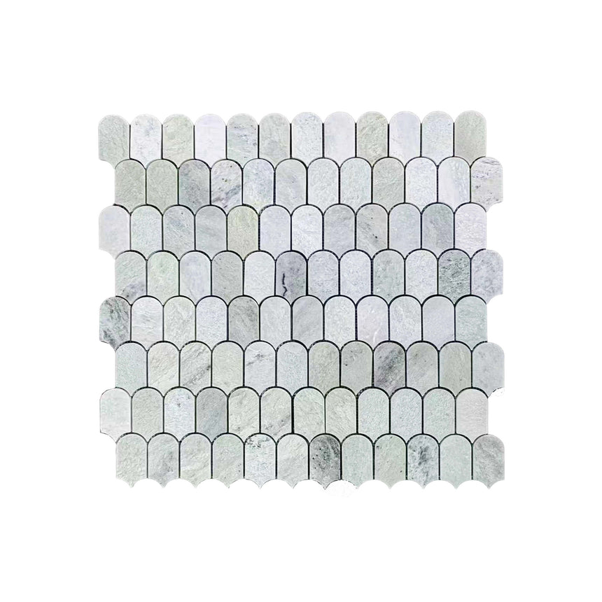 Marble Mosaic Feather 96x48mm Honed Ming Green
