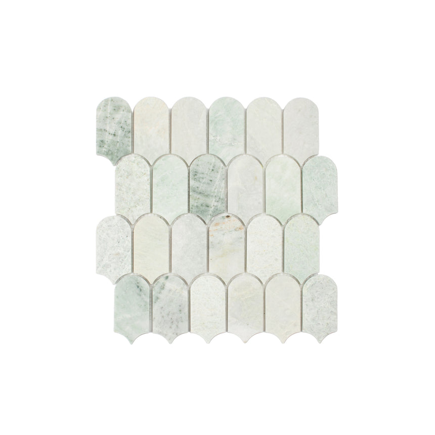 Marble Mosaic Feather 96x48mm Honed Ming Green