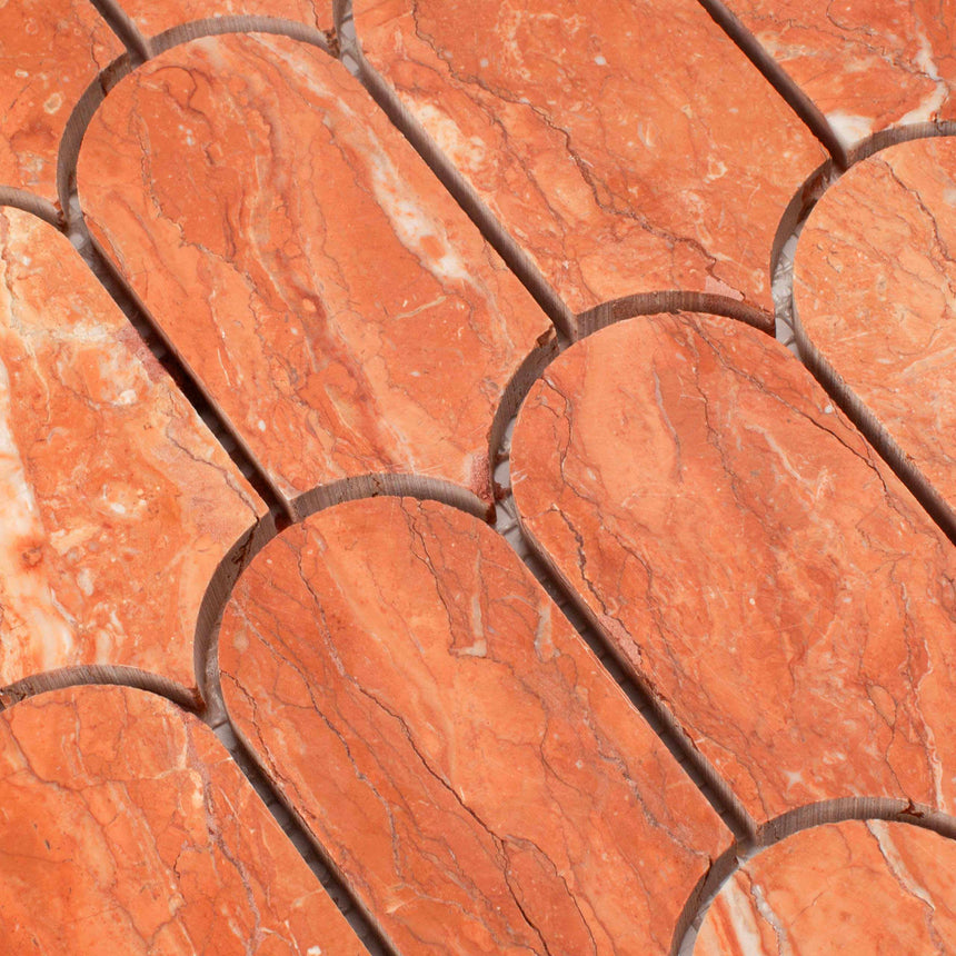 Marble Mosaic Feather 96x48mm Honed Rojo Alicante