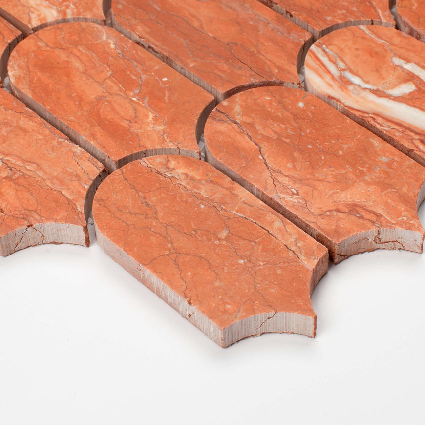 Marble Mosaic Feather 96x48mm Honed Rojo Alicante