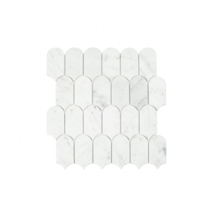Marble Mosaic Feather 96x48mm Honed Carrara