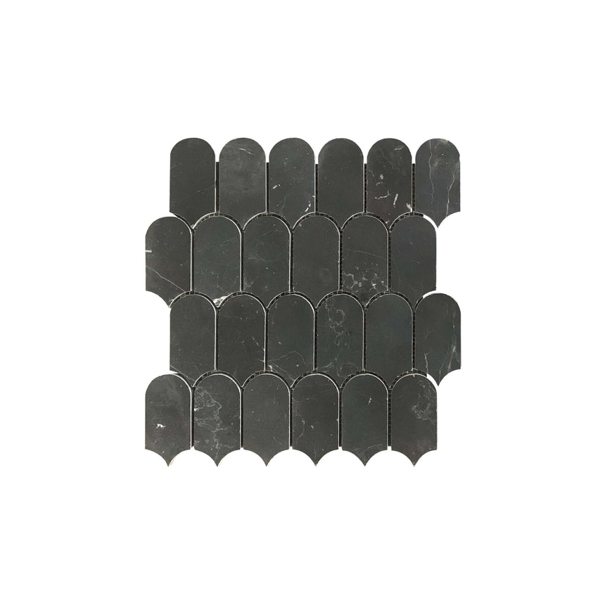 Natural Marble Mosaic Feather 96x48 Nero Marquina Honed Sample Sample Tilemall