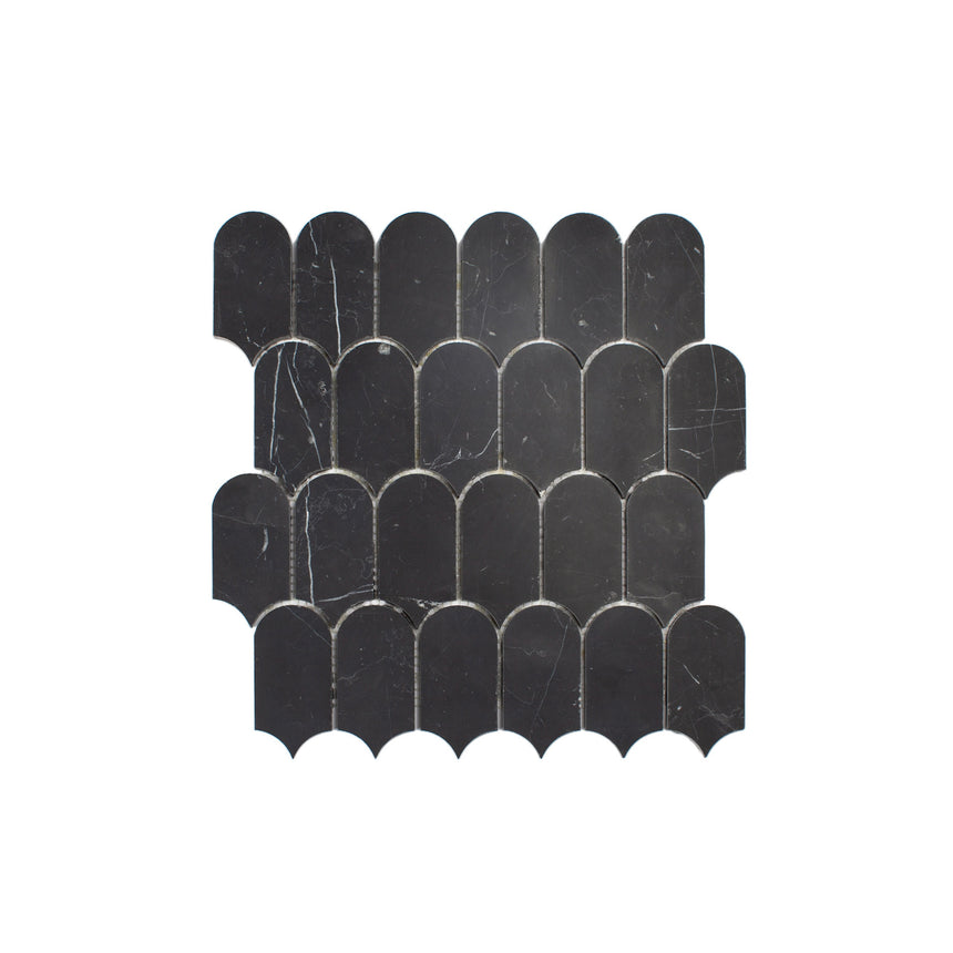 Marble Mosaic Feather 96x48mm Honed Nero Marquina