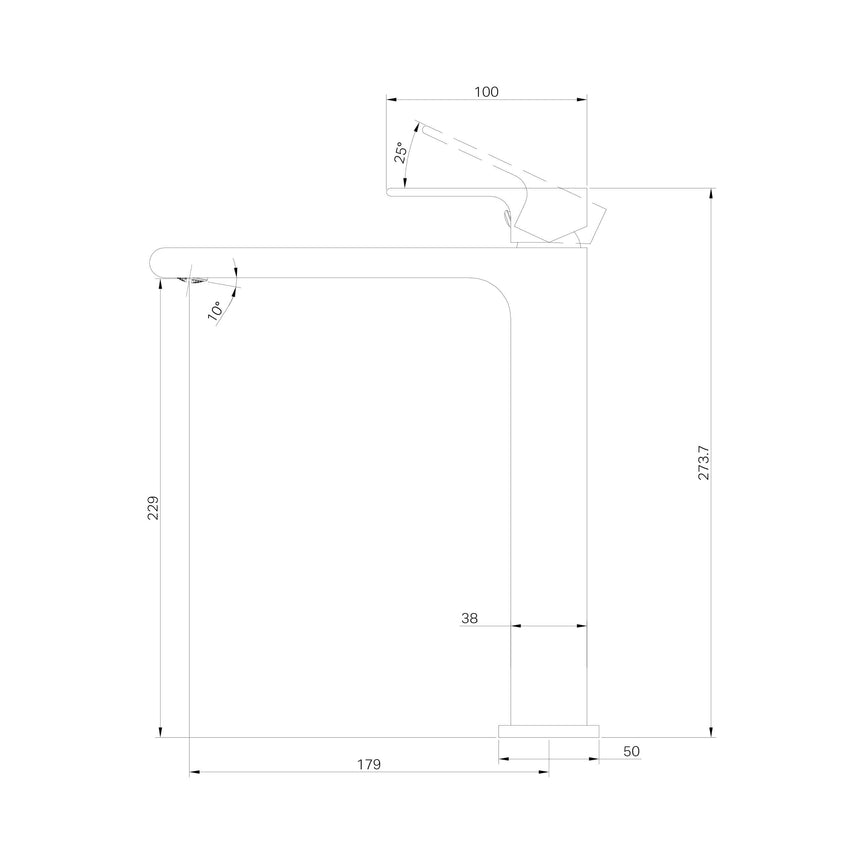 Nero Bianca Tall Basin Mixer Brushed Bronze Tapware Nero