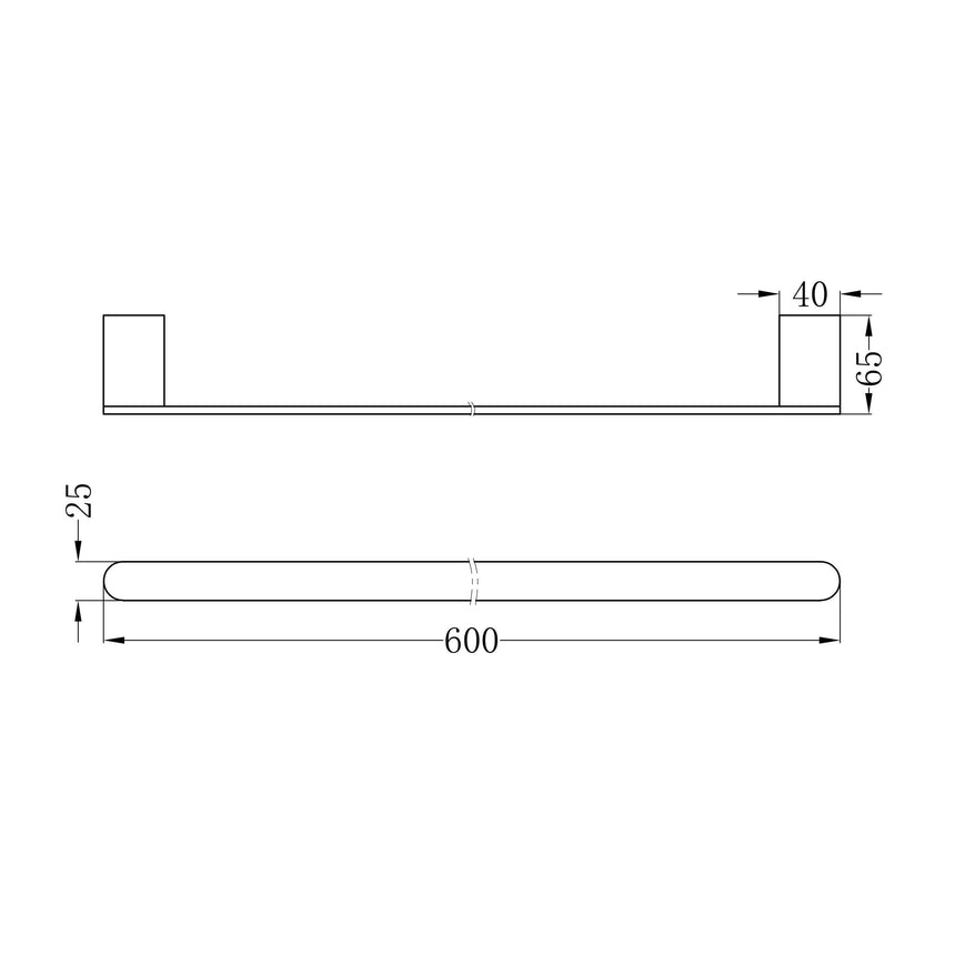 Nero Bianca Single Towel Rail 600mm Brushed Bronze Bathroom Accessories Nero