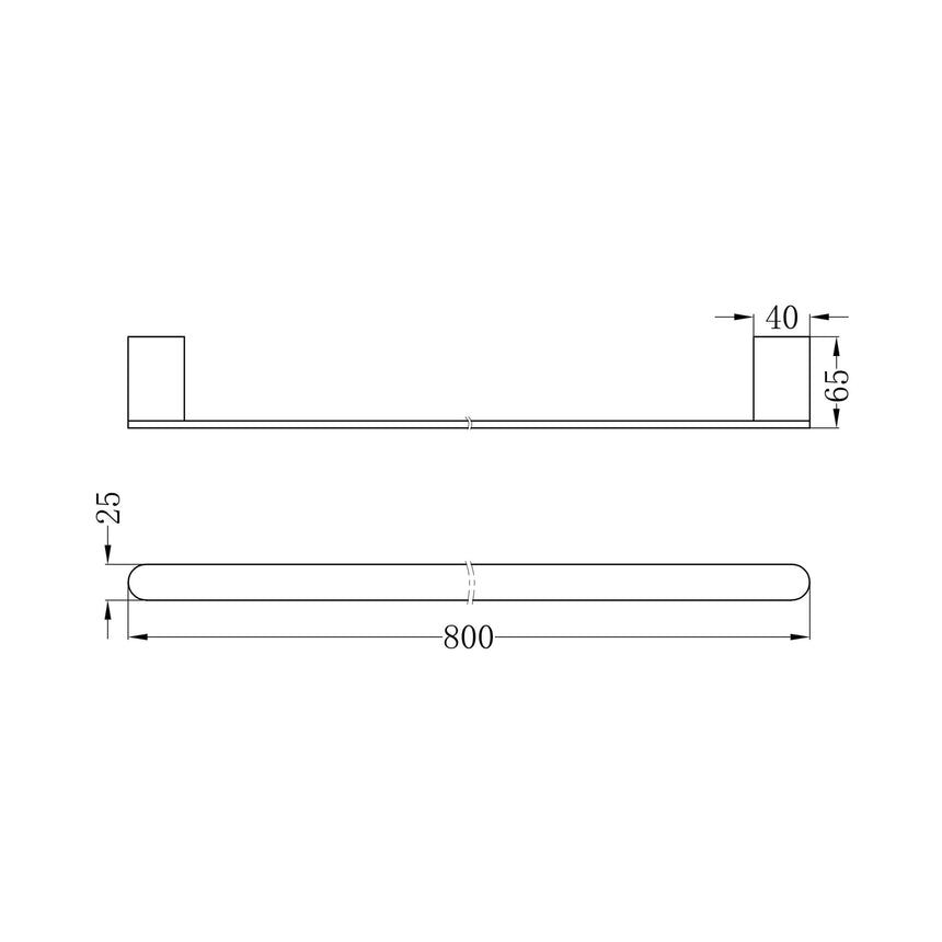 Nero Bianca Single Towel Rail 800mm Brushed Bronze Bathroom Accessories Nero