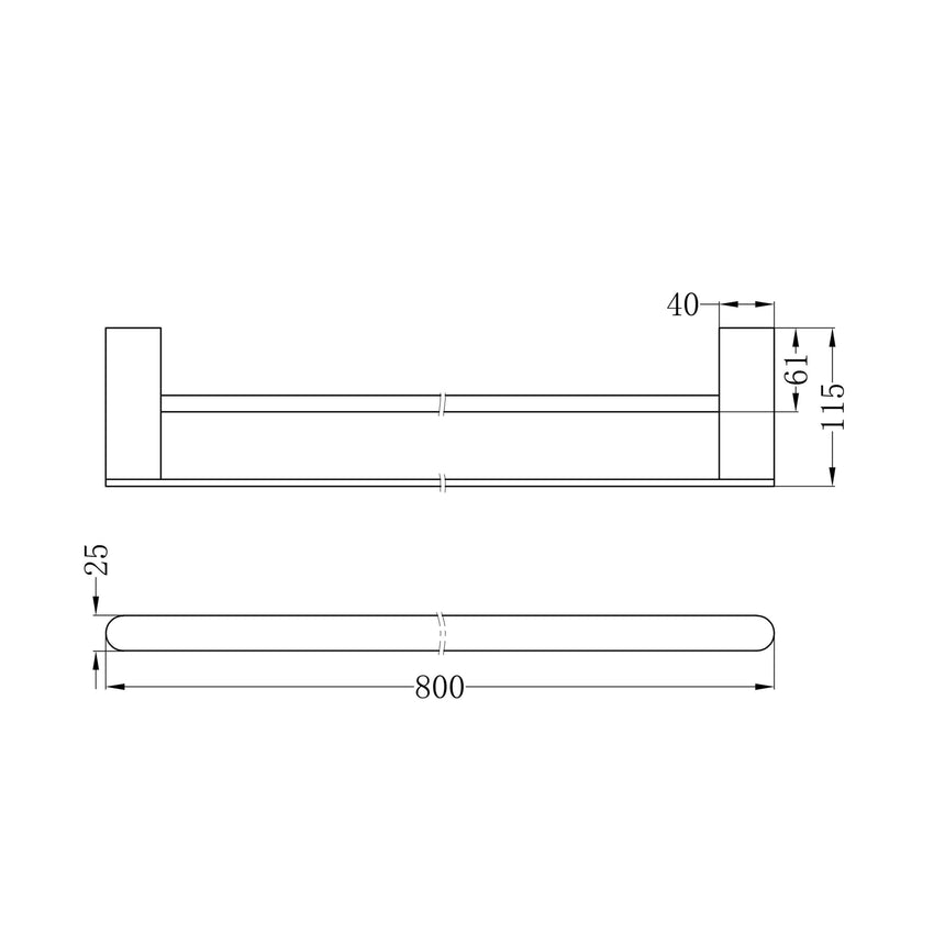 Nero Bianca Double Towel Rail 800mm Brushed Bronze Bathroom Accessories Nero